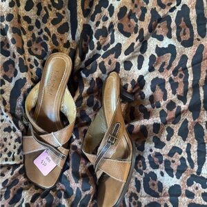 Ralph Lauren Tan Mules with Buckle